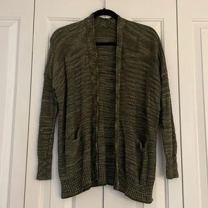 Anthropologie Heathered Green Long Sleeve Cardigan